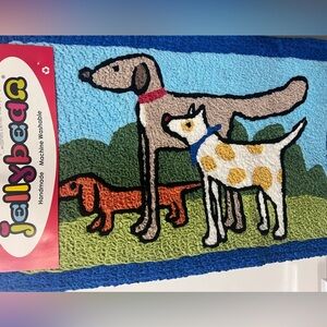 puppy Dog RUG indoor outdoor Pet theme Mat NEW washable loop pile RARE jellybean